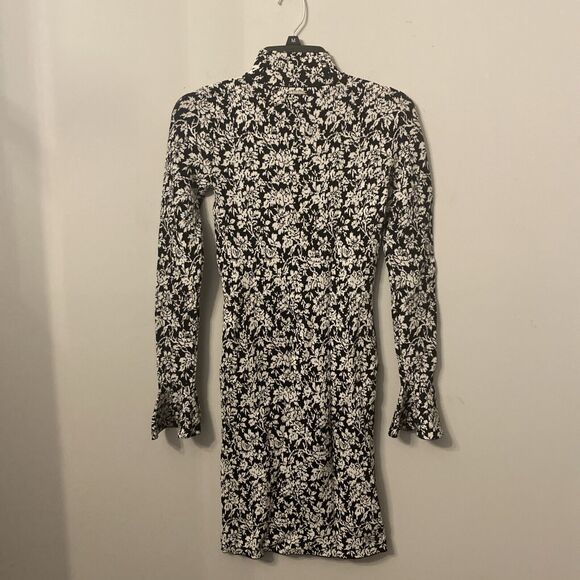 Michael Kors Women Black And White Floral Bell Sleeve Bodycon Dress Size XS - Picture 6 of 12